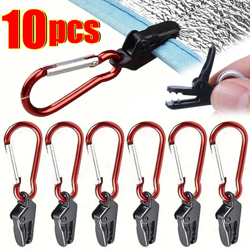 

10PCS Windproof Clip Survival Noose Hook Tent Belt Buckle Sunshade Waterproof Cloth Fixed Clips Outdoor Camping Tent Accessories