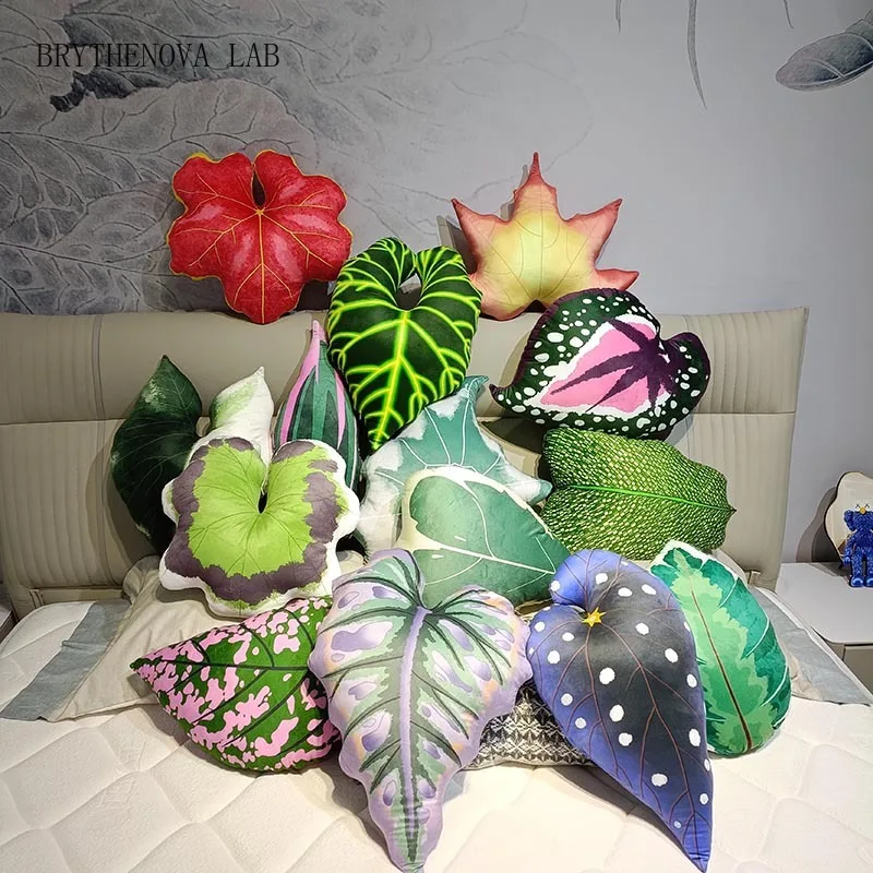 1PC Philodendron Salian Machine-Removeable Throw Pillows for Bedroom Tropical Simulated Plant Leaves Pillow Sofa Cushion