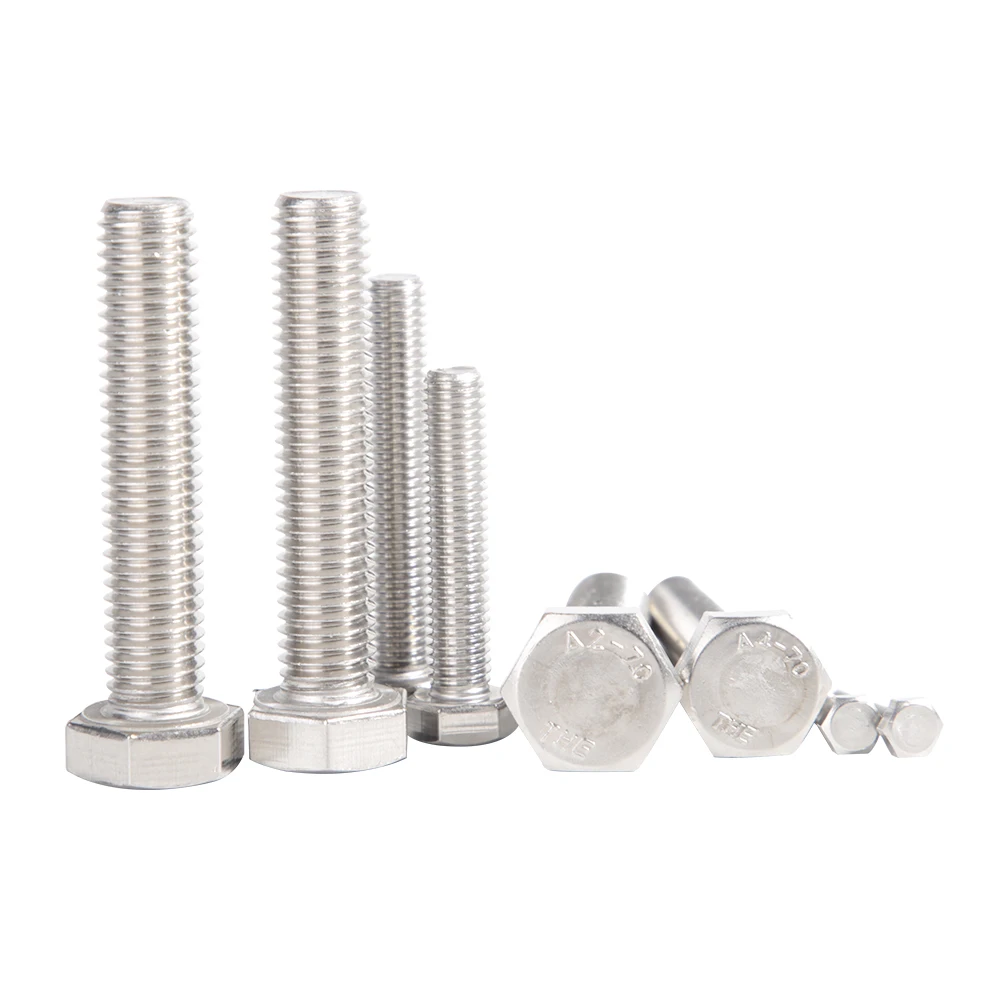 304 Stainless Steel Outside Hex Head Bolt DIN933 A2 External Hexagonal Head Screw Full Thread Screws M4 M5 M6 M8