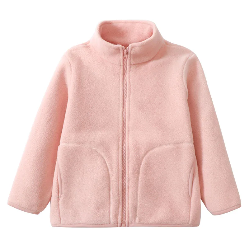 Outono inverno crianças outerwear jaqueta de lã polar com zíper casaco térmico para meninos meninas sólida quente escola camadas aconchegantes topos roupas