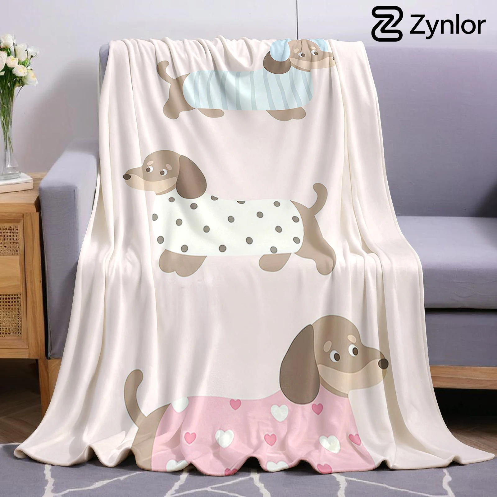 Cute Dachshund in Sweaters Ultra Soft Sherpa Fleece Blanket Fluffy Warm Thick Throw for Sofa Bedroom Couch Holiday Home Decor