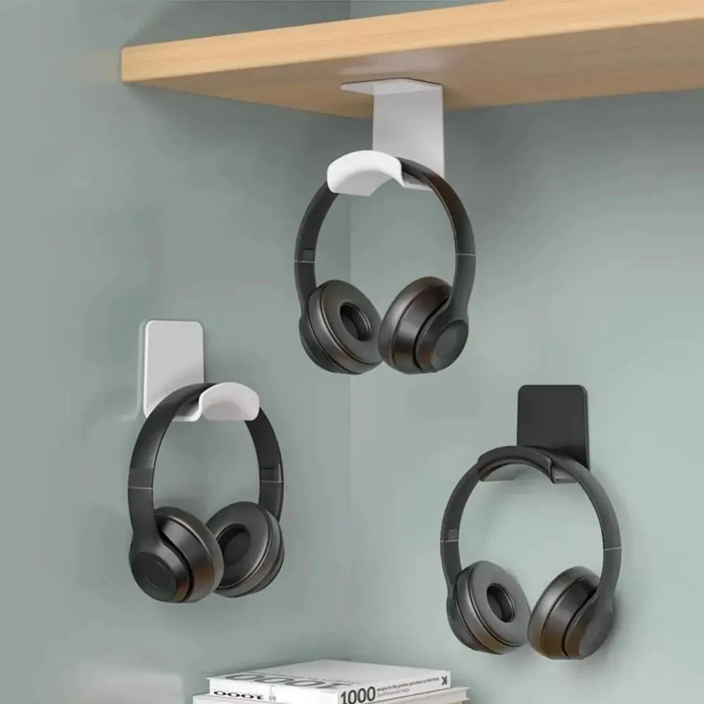 New Adhensive Headphone Stand Wall Mount Plastic Gaming Earphone Bracket Punch-Free Under Desk Headset Rack Holder