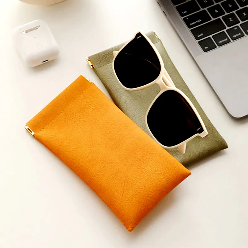 Étui à lunettes de soleil à fermeture éclair, étui en verre en cuir PU, poudres, portefeuille pour téléphone portable, boîte à lunettes de protection, vente en gros, à la mode, 9x18cm