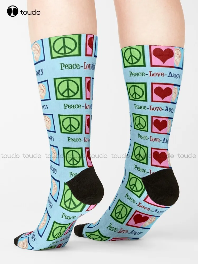 

Peace Love Audiology Socks Athletic Socks Personalized Custom 360° Digital Print Gift Harajuku Unisex Adult Teen Youth Socks