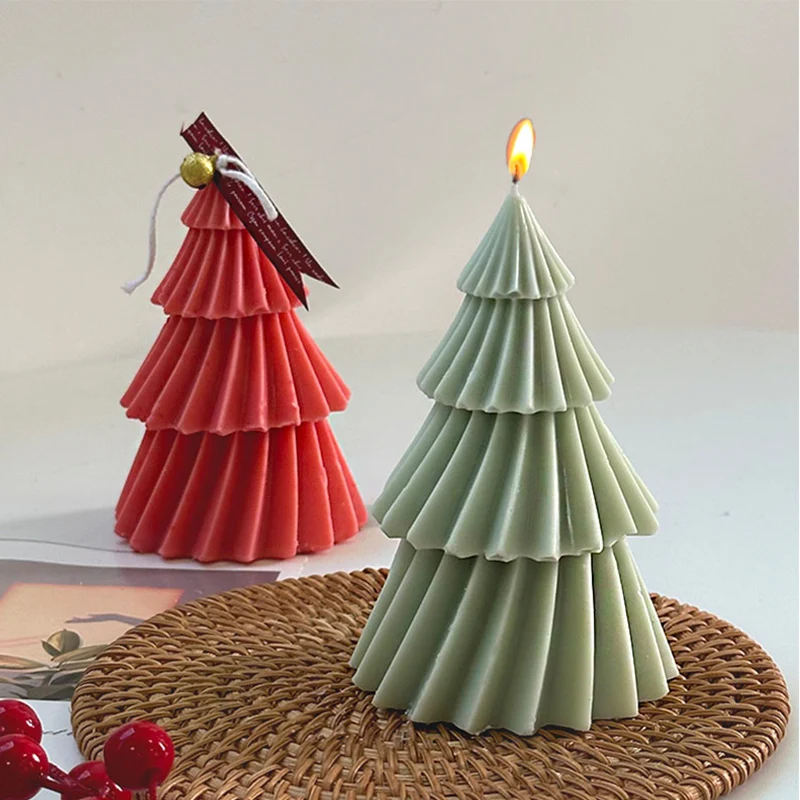 3d Geometric Pine Silicone Candle Mold Christmas Tree Scented Candles Silicone Mold  Aromath Candle Soap Making Tools Craft