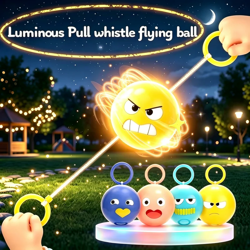 1/3/5pcs Luminous Whistle Ball Children's Rotating Flash Toy Flywheel Puzzle Pulling Rope Childhood Stress Relief work out Toy