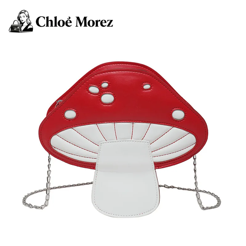 

Маленькая сумка в форме гриба, забавная мультяшная сумка через плечо с цепочкой, трендовая сумка через плечо