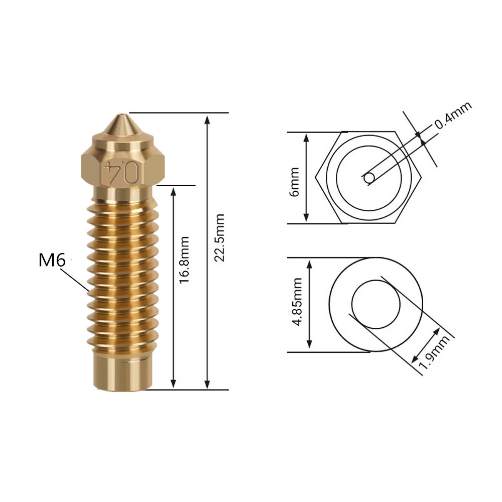 Für Elegoo Neptune 4 Plus, 4 Max Düse 0,2/0,4/0,6/0,8/1,0mm Messingdüse 3D-Drucker Hotend Zubehör für Neptune 4 Max Düse – Detail 5