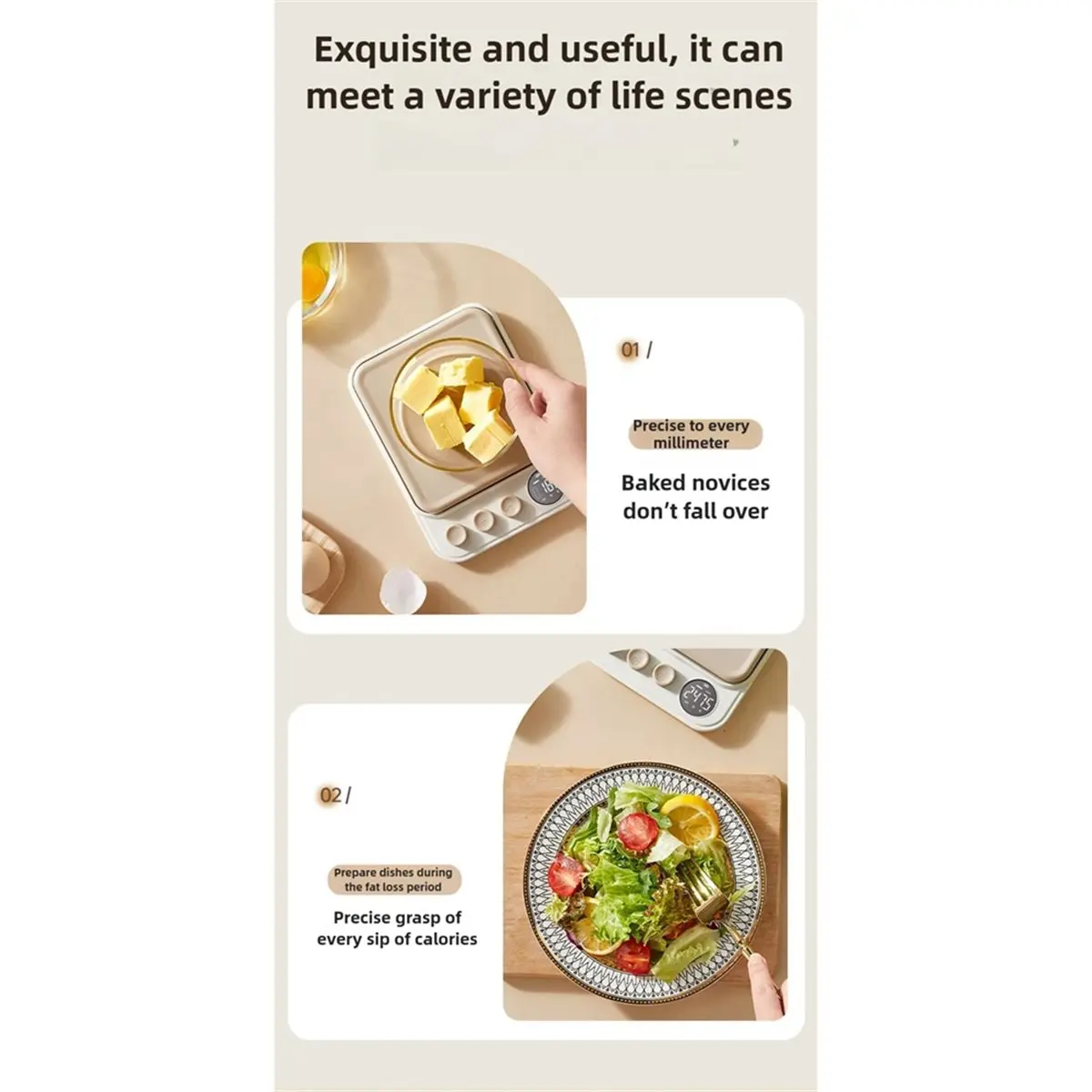 A38F Kitchen Small Electronic Scale Highly Accurate Food New Baking Weighing Grams Command High Precision Sensor LCD Display