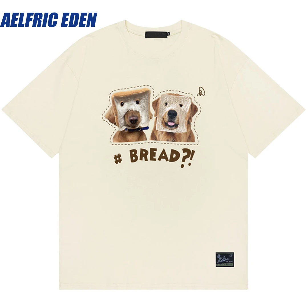 

Aelfric Eden Funny Bread Dog Print Tshirt Harajuku Men T Shirts Streetwear Hip Hop Summer Casual Cotton Loose Short Sleeve Tees