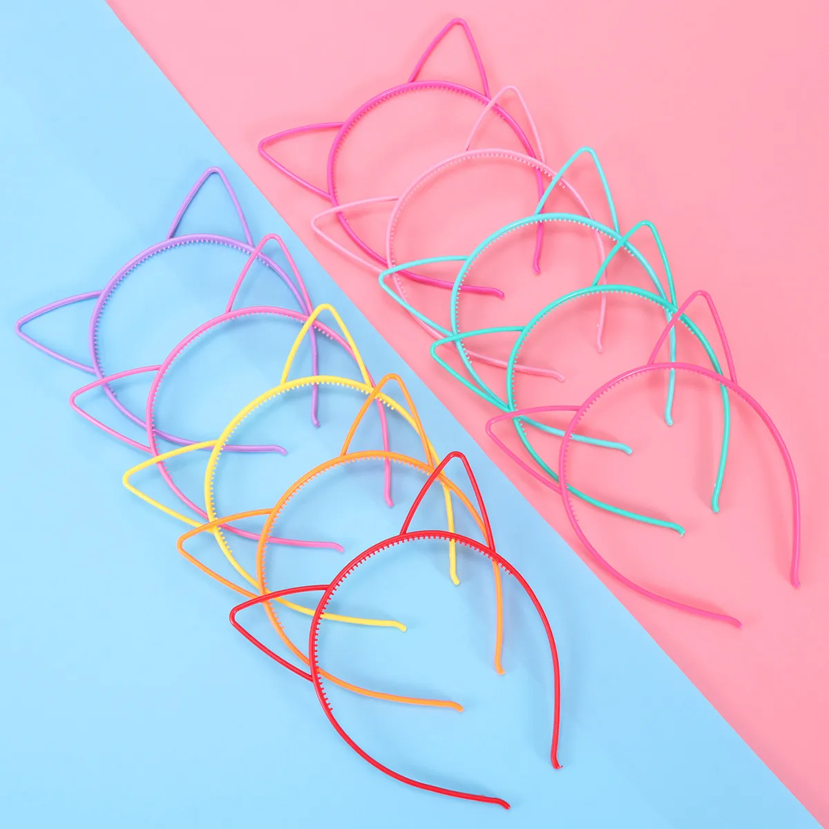 

10Pcs Cat Ear Hair Band for Women Plastic Headband with Grip Teeth Perfect for Parties Proms Dance Recitals Makeup