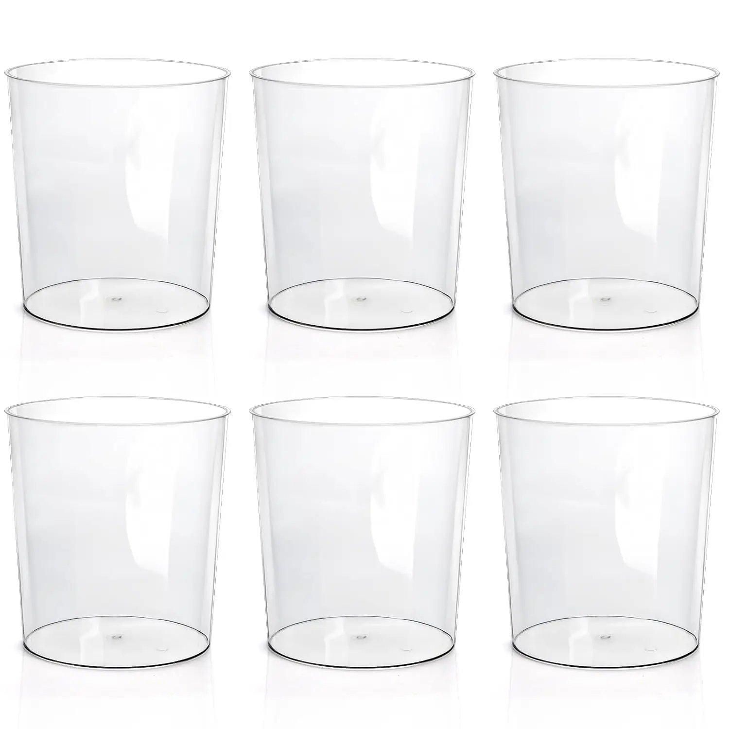

6 Pack Clear Round Plastic Waste Baskets, BPA-Free Trash Can for Bathroom Kitchen Office Home, 8x7.5x6.4 Inches
