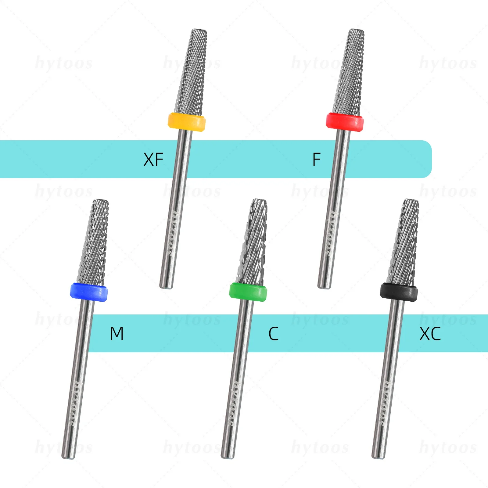 HYTOOS 4mm 5 in 1 Nail Drill Bits Professional Acrylic Carbide Bits Manicure Gel Polish Remover Tool Electric Drills Accessories