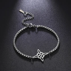 Skyrim Witchcraft Witch Knot Charm Bracelet Women Stainless Steel Box Chain Bracelets on Hand Wicca Amulet Jewelry Gift 2022