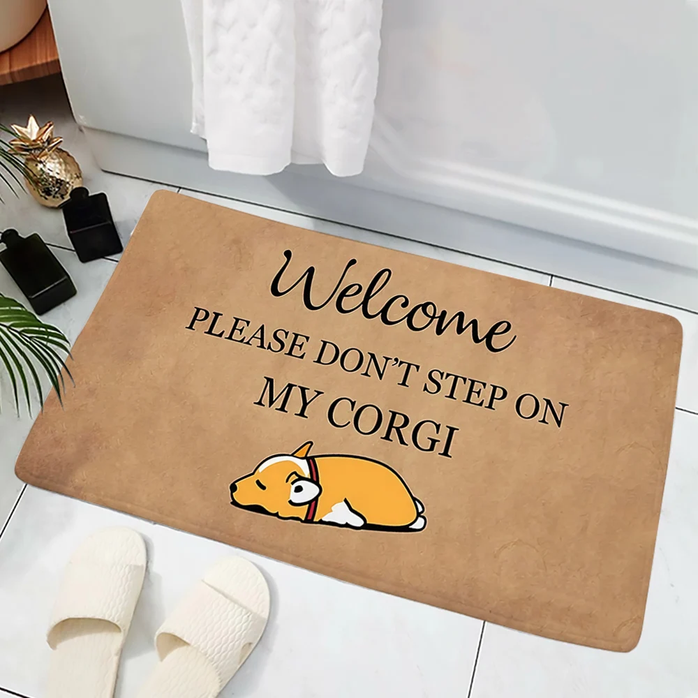 Fashion Welcome Doormats Please Do Not Step on My Corgi Printed Mats Flannel Indoor Door Mat Rugs Home Decor