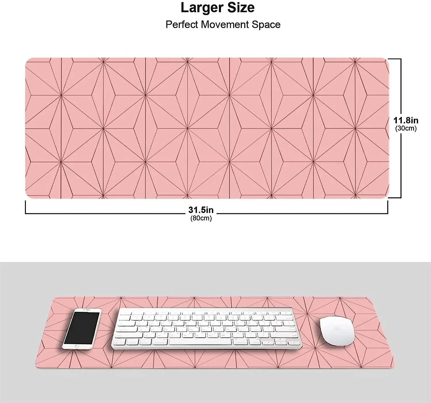 Block Mouse Pad 11.8"x31.5" Inches Rectangle Waterproof Oversized Table Mat Gaming Non-Slip Rubber Mouse Mat for Computer