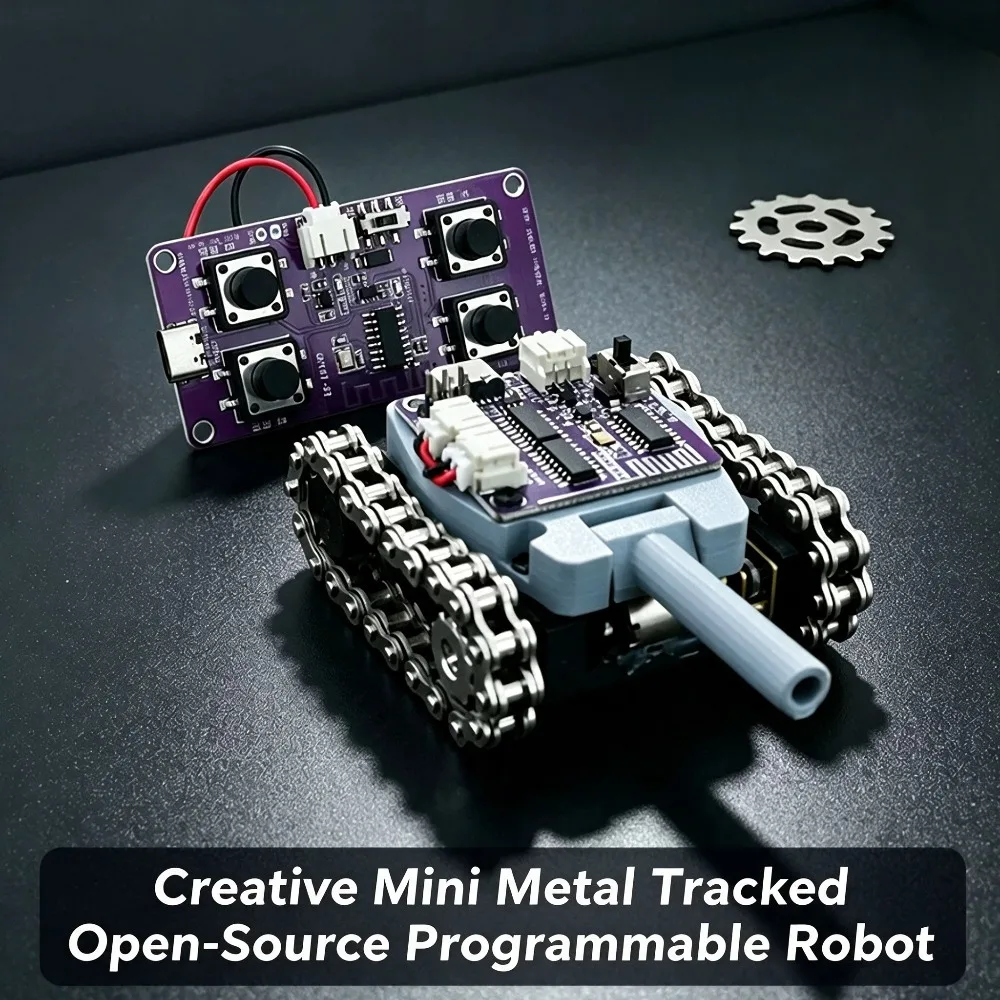 Mini Metal Tracked Tank RC Robot Car Programmable DIY Kit STEM Education Arduino Compatible Remote Control Cyberpunk Model Toy