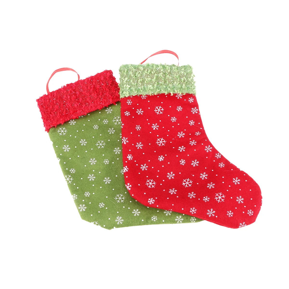 

6Pcs 7 Inches Christmas Decoration Socks Premium Non-Woven Reusable Hanging Stockings for Fireplace Candy Gift Bags Red Green
