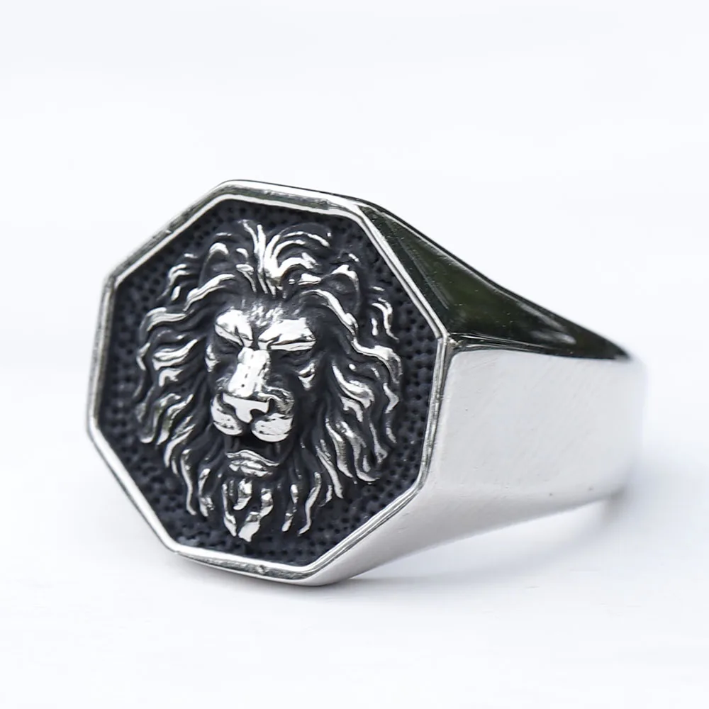 2024 Detailed Stainless Steel 3D Lion Head Rings For Men Women Punk Trendy Domineering Vintage Animal Jewelry Gift