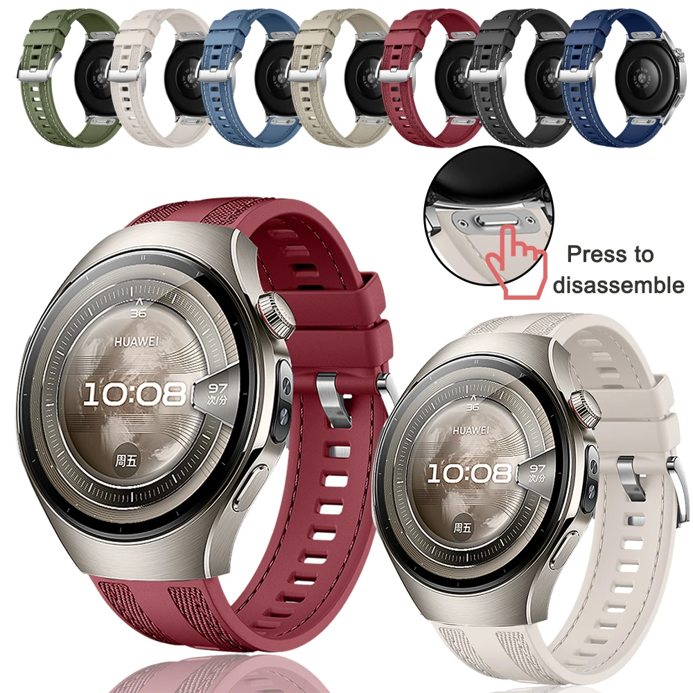 

Ремешок для Huawei Watch 5/GT5 Pro/GT5 4 3 2 Ultiamte 22 мм Универсальный силиконовый браслет с нейлоновой оплеткой для Huawei Watch 5 4 3 46 мм