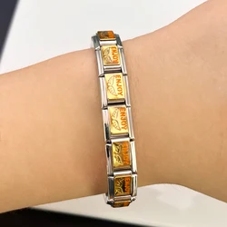 Colorful Glaze Lucky Believe Italian Charms Bracelets Links 9mm Bracelets Bangle New Fashion Steel Hand Chain DIY Making Jewelry