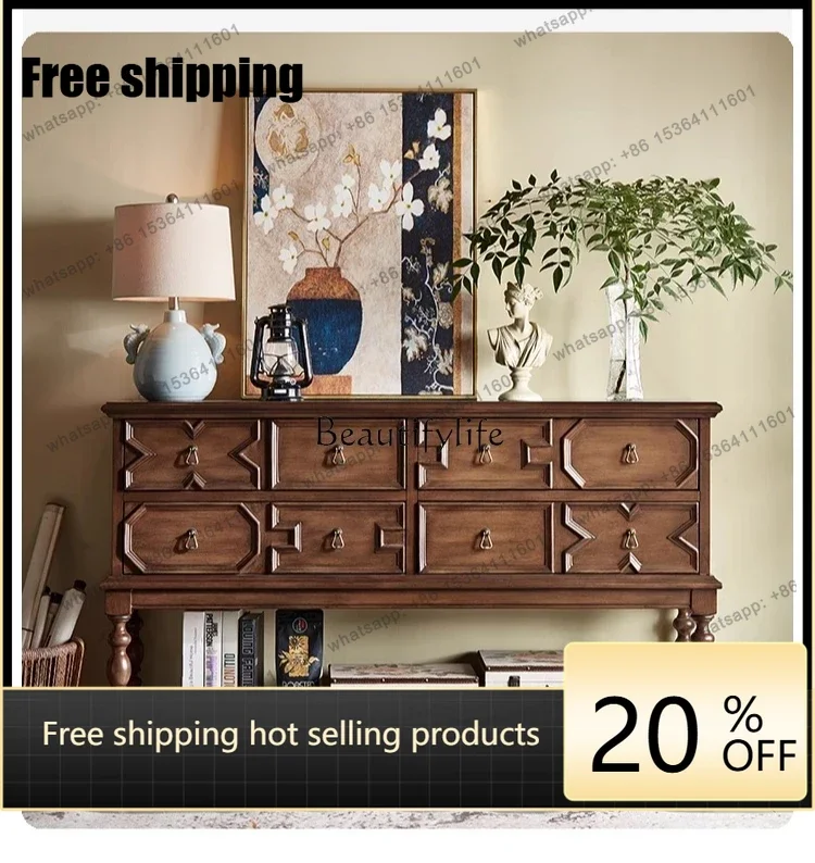 Factory Direct American-style entrance cabinet is opposite the door, solid wood retro living room partition