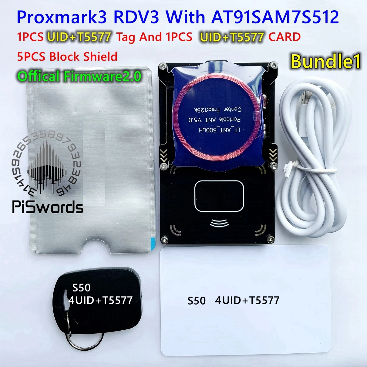 Proxmark3 Easy V3.0 RDV4 512K – Lettore/Scrittore RFID Con Antenne HF/LF, Supporto T55xx, EM4100, MF 1k/4k, 10 Carte Incluse, USB, Per Hobby E Sicurezza
