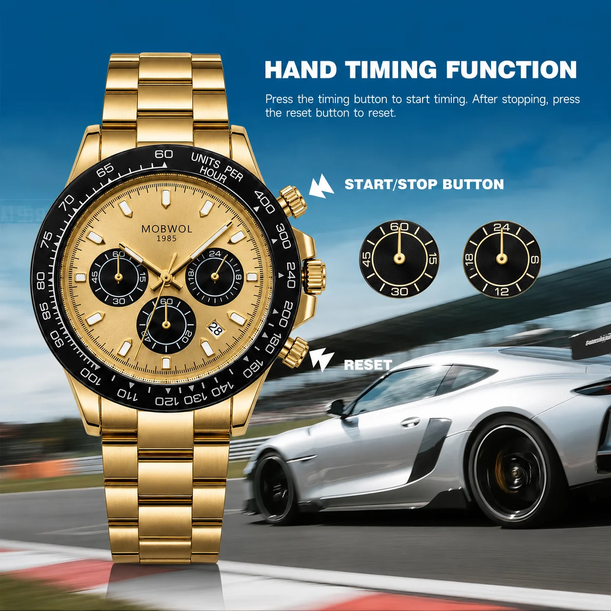 

MOBWOL 1985 Light Luxury Men's Watch Soft Silicone Strap Essential Waterproof Quartz Watch for Business Commuting Men‘s Watch