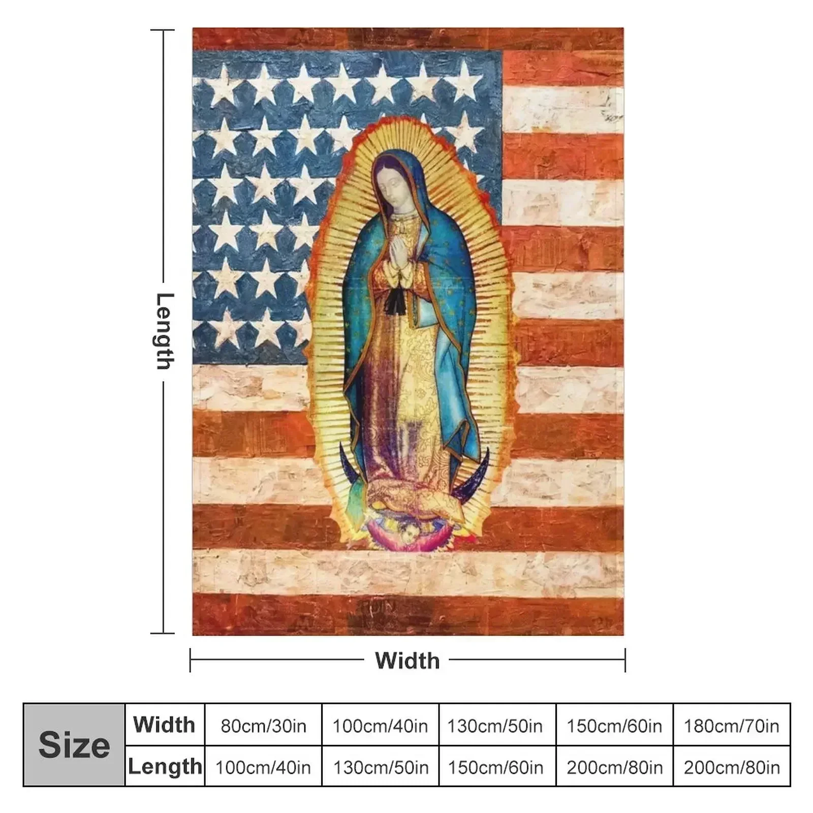 Our Lady of Guadalupe Mexican Virgin Mary USA United States Flag Mexico Catholic Throw Blanket Luxury Brand Bed linens Blankets
