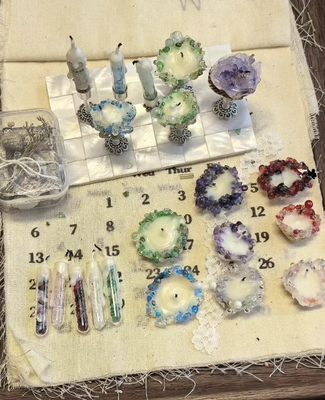

Vintage Sewing Room Miniature Set, Ins Style Spool Thread Yarn Pincushion Candles, 1:12 Scale Dollhouse Craft Scene Bjd Display