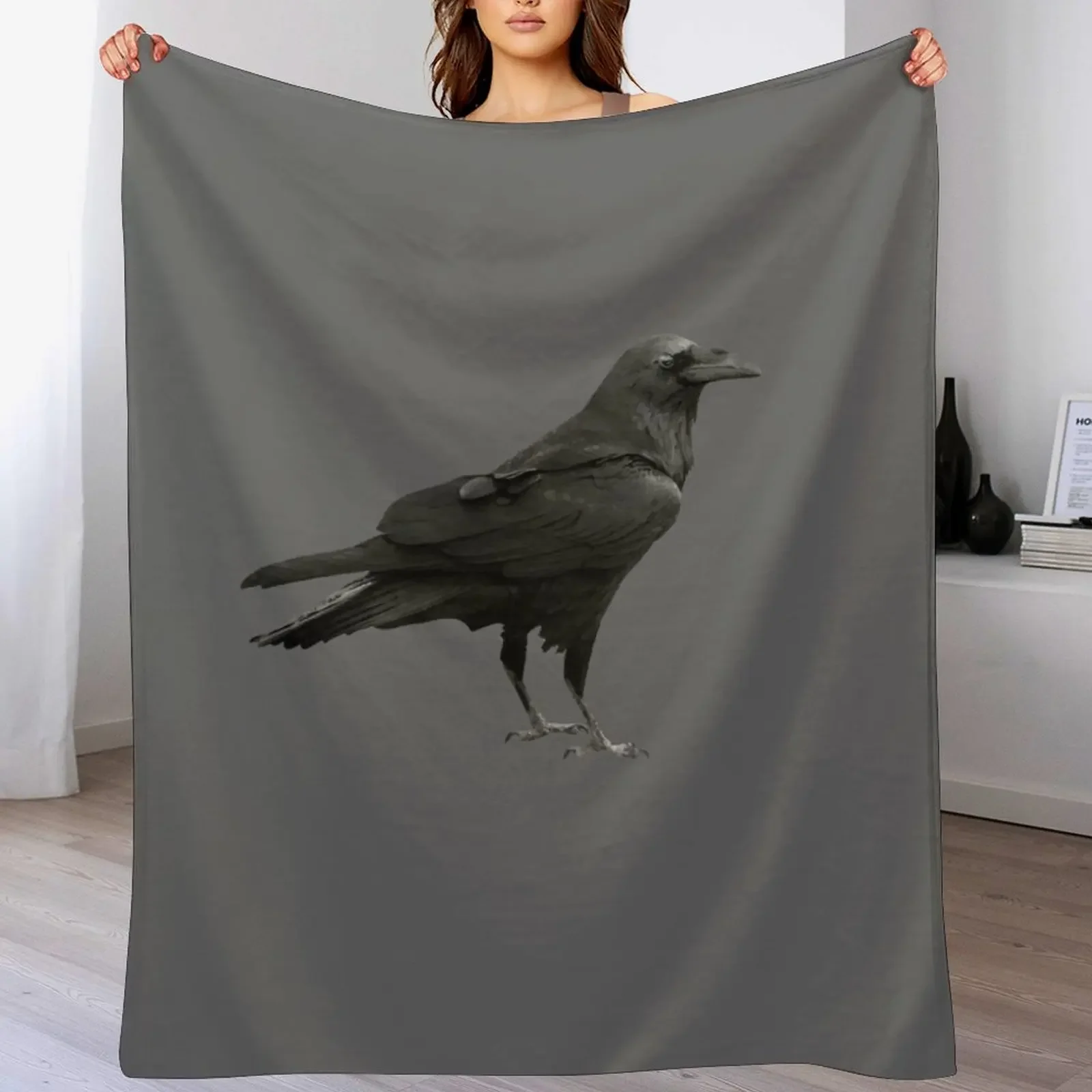 

Vintage Black Crow Raven Silhouette Throw Blanket All Season Lightweight Soft Blanket for Bed