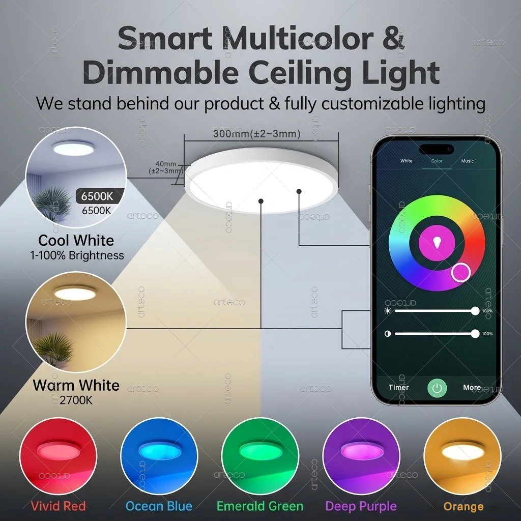 Tuya Smart ZigBee Ceiling Light 24W RGBCW LED Ceiling Lamp For Alexa Yandex Alice Voice App Control Living Room Bedroom Lighting