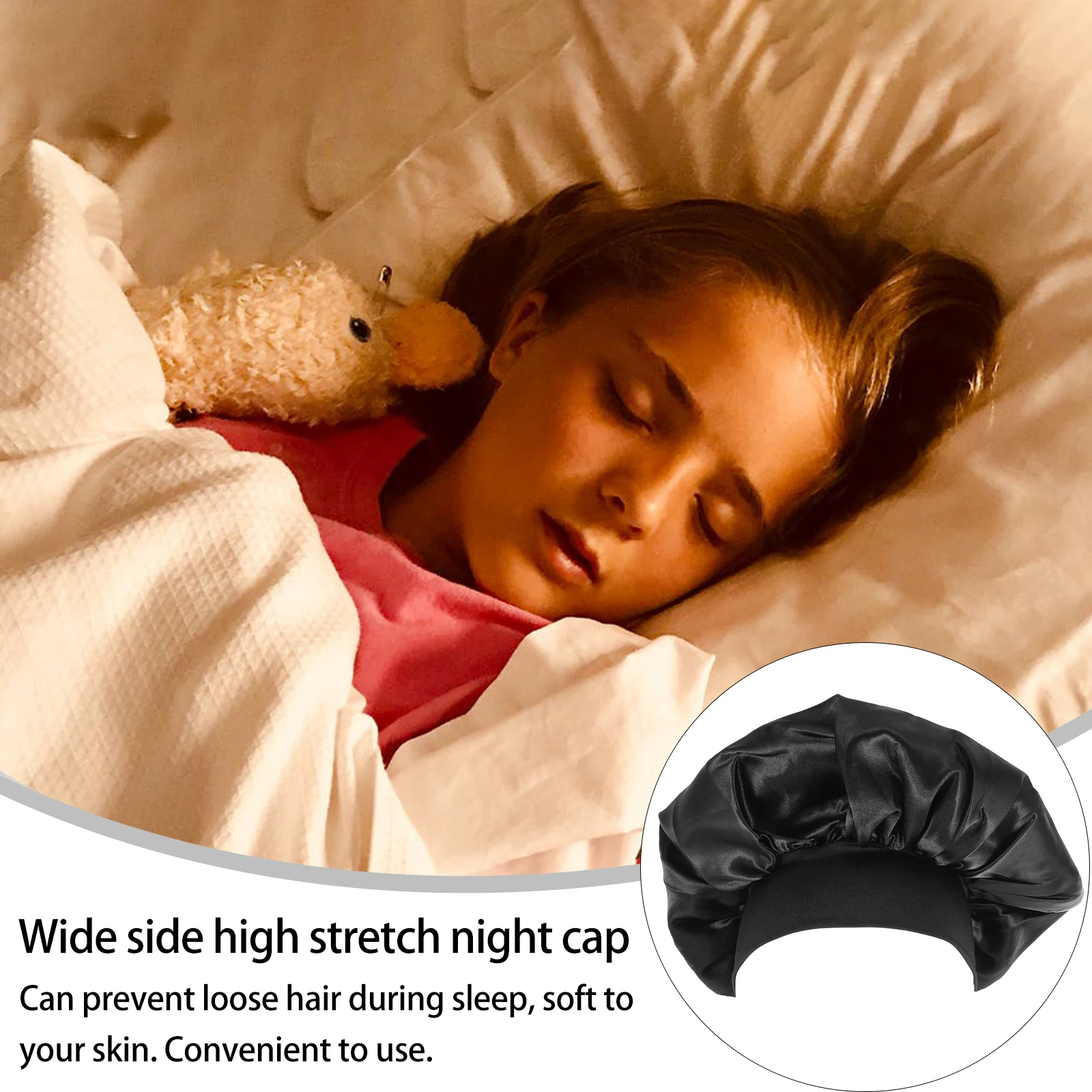 

1Pcs High Elastic Night Sleep Cap Wide Band Stretchable Hair Protection Sleep Hat Night Sleeping Hat Sleeping Cap