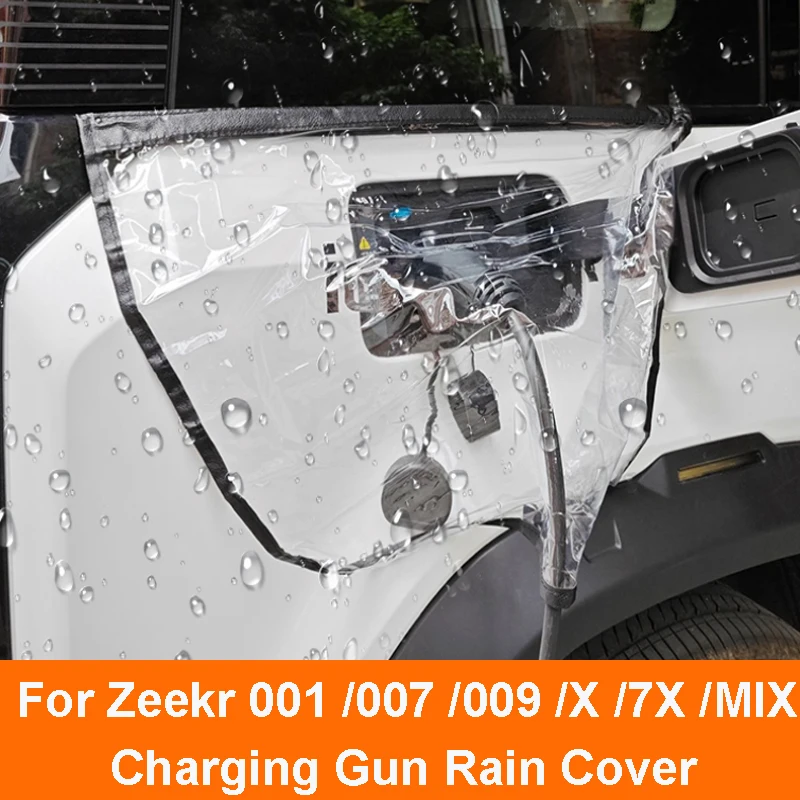 

For Zeekr 001 007 009 X 7X MIX Car Charging Port Rainy Day Leakage Prevention Protective Cover Velcro Fastening Accessories