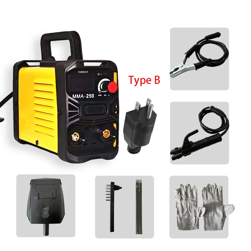 MMA-250 Portable 110V/220V Mini Digital Display IGBT Welding Machine and Accessories