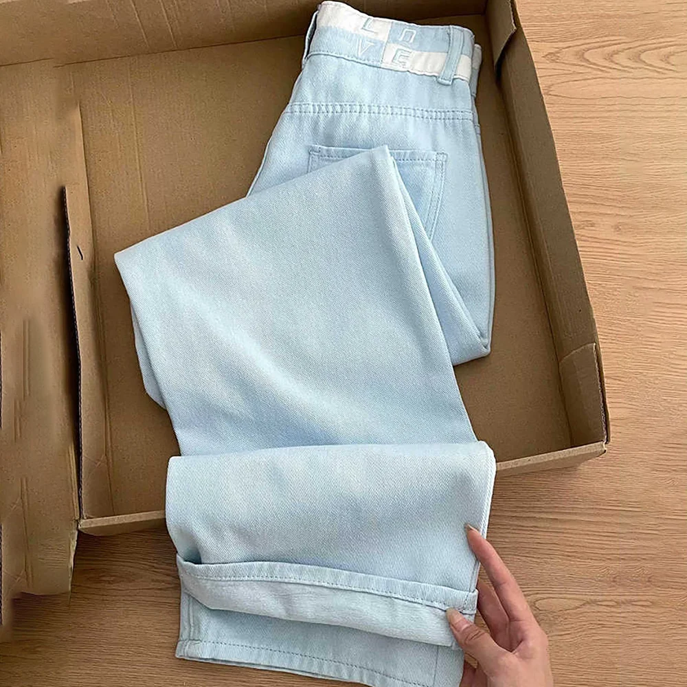 

Oversized Blue Slim Wide Leg Jeans for Women Spring Summer Fashion High Waist Straight Loose Denim Pants Thin Full Trousers