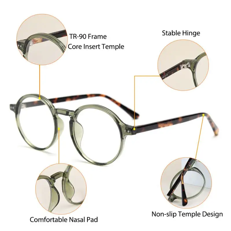 CATERSIDE Retro Männer Brille Runde Hohe Qualität TR90 Rahmen Rezept Brillen Rahmen Frauen Null-Power Objektiv Computer Gläser – Detail 4
