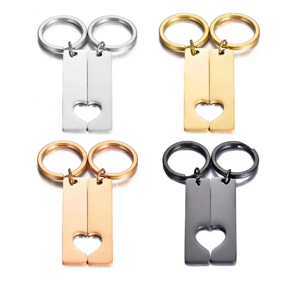 Blank Edelstahl Liebe Herz Bar Schlüsselbund für Männer Frauen ID Tag Schlüssel Kette Ring Mode Schmuck Paare Geschenk Dropshipping – Detail 3