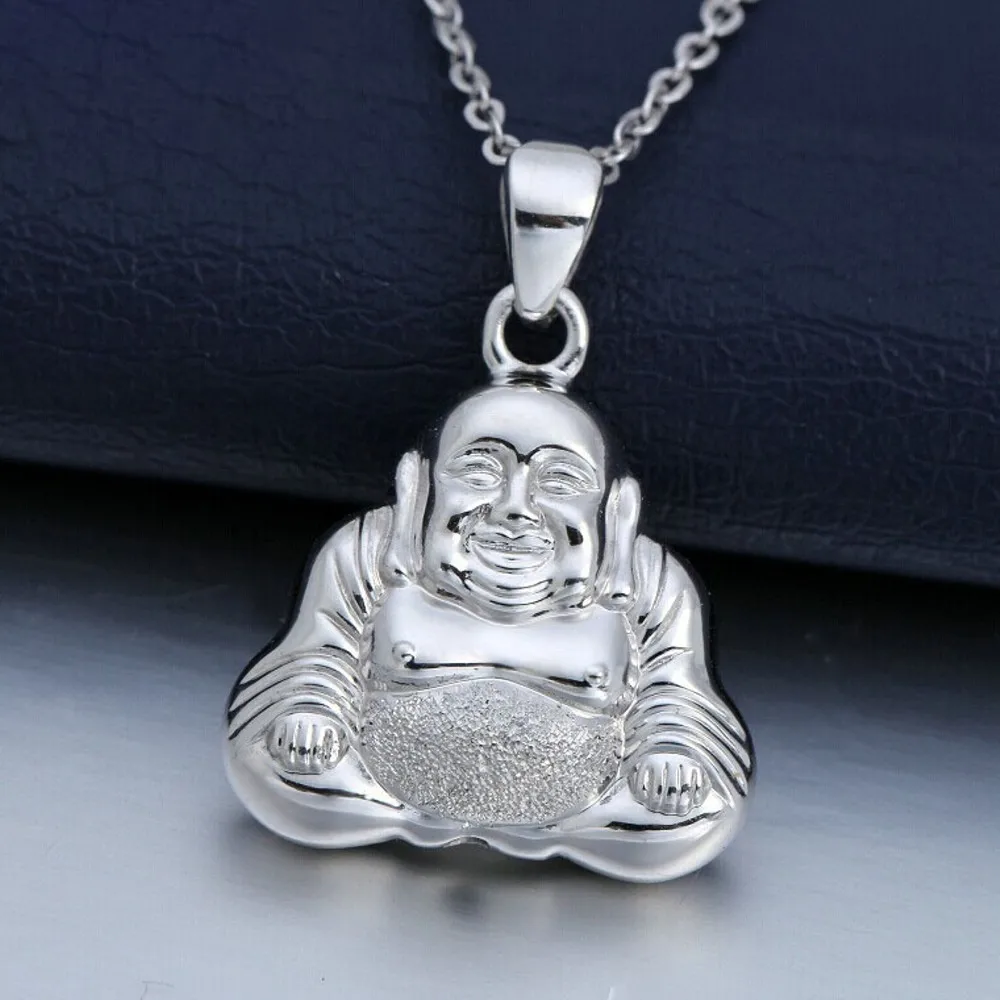 

Real Pure Platinum 950 Men Women Gift Lucky Satin Sand Buddha Pendant 2.3g PT950