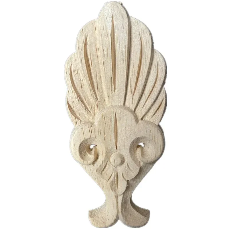 1PC 10cm Exquisite Vintage Customized Wood Applique Onlay Wood Craft Floral Wooden Accessories Decoration Decal Corner Window