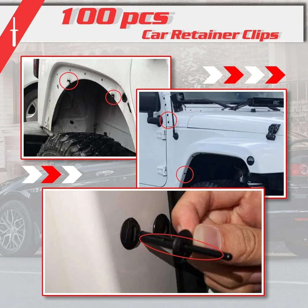100PCS Nylon Car Rivet Clips, Universal Fit for Various Vehicle Models, Durable Fastener Replacement
