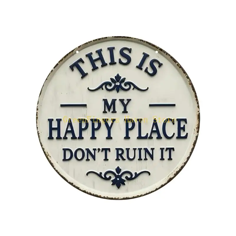 F68D Iron Wall Plaque This Is My Happy Place Garden Metal Sign Outdoor Indoor Decors