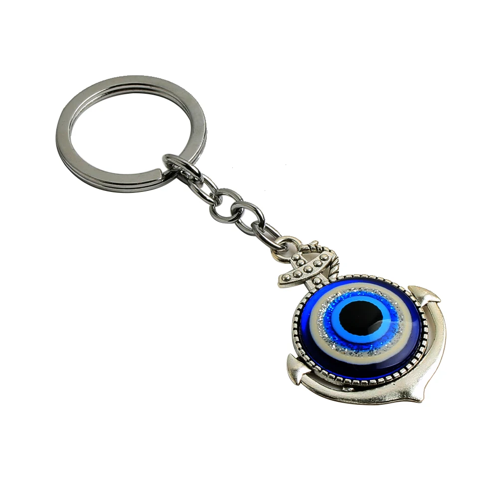 Anchor keychain with Turkiye Eyes Keyring Lucky Blue Eye Pendant Amulet Bag Charm Jewelry Mariner Key Chain Crew Seaman Gifts