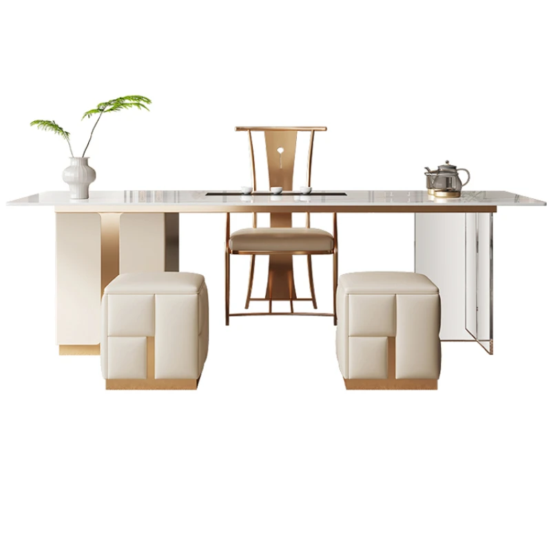 

Simple light luxury stone slab tea table and chair combination, light luxury and high-grade