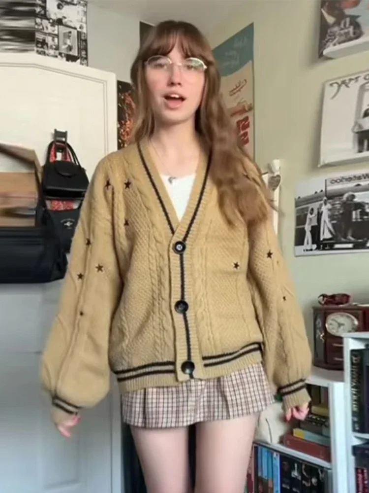 

Taylor Star V-Neck Cardigan Sweater For Women 2026 Spring Autumn Long Sleeve Single Breasted Knitted Coats Street Chic Outerwear