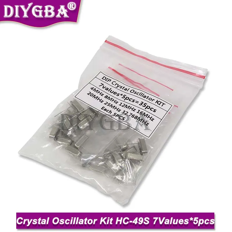 IBUW 35PCS 32.768Khz 6Mhz 8Mhz 11.0592Mhz 12Mhz 16Mhz 20Mhz Crystal Oscillator Kit HC-49S Kit Assortment 5PCS