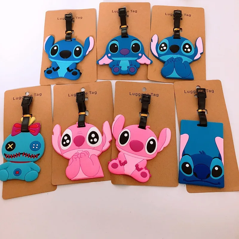 Disney Kawaii Stitch Angel Kawaii Pvc Luggage, Id Card, Address Clip, Portable Label, Anime Peripheral Pendant Gift