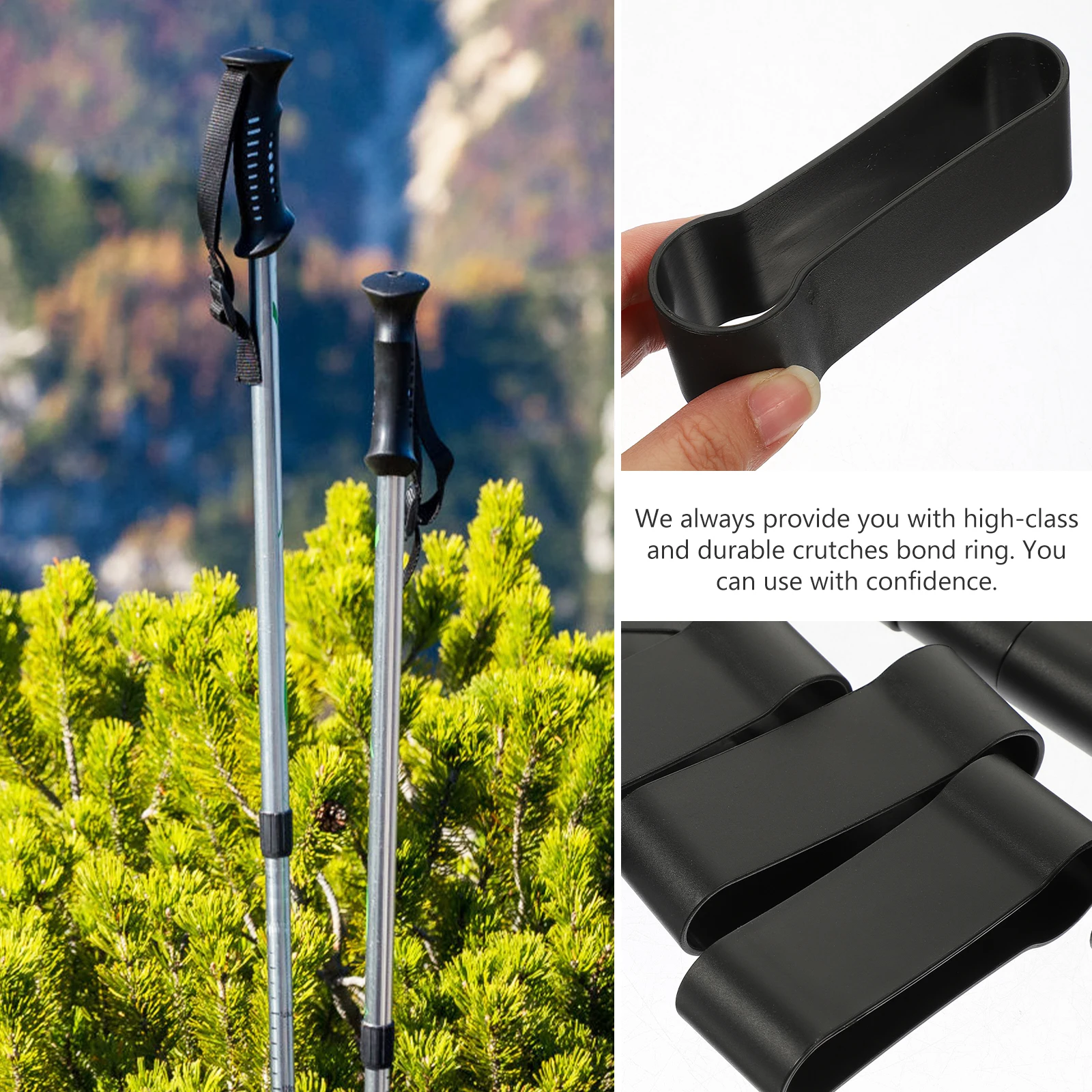 

10pcs Senior Walking Stick Fixator Durable Crutch Bond Ring For Elderly Walking Cane Lightweight Strap Reusable Easy Install