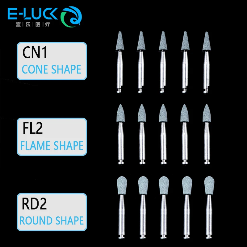 Dental Polishing Stone Burs Cone/Flame/Round Shape Abrasion Bur Fit For Dentistry Material Handpiece Burs 12pcs