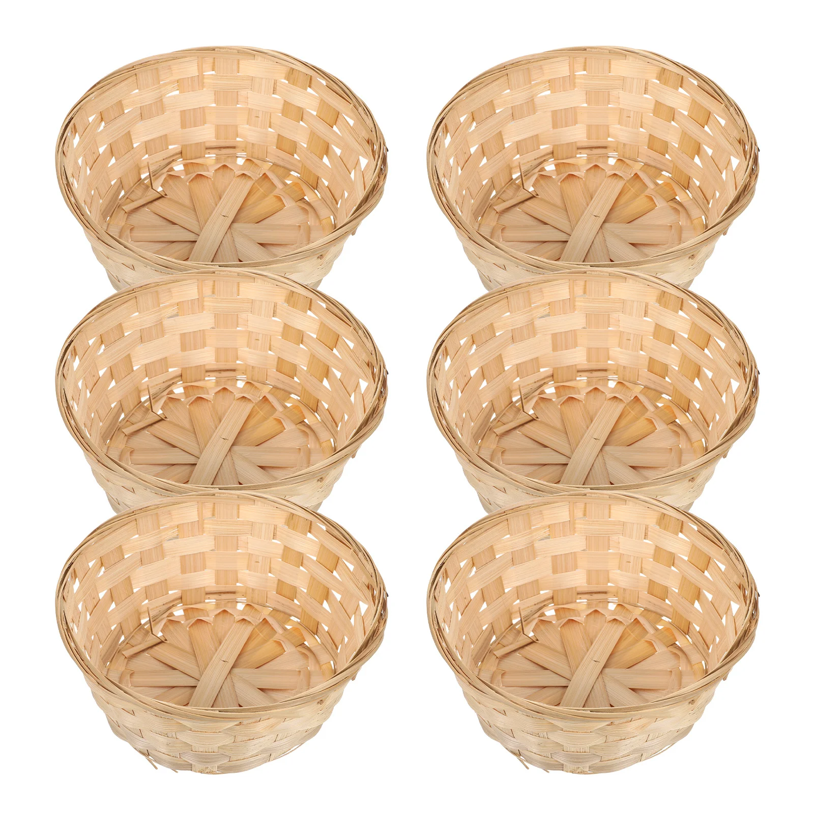 

6 шт. бамбуковая плетеная корзина для фруктов, круглая поднос для хранения хлеба и овощей, органайзер для кухонной столешницы-многоразовый бамбук